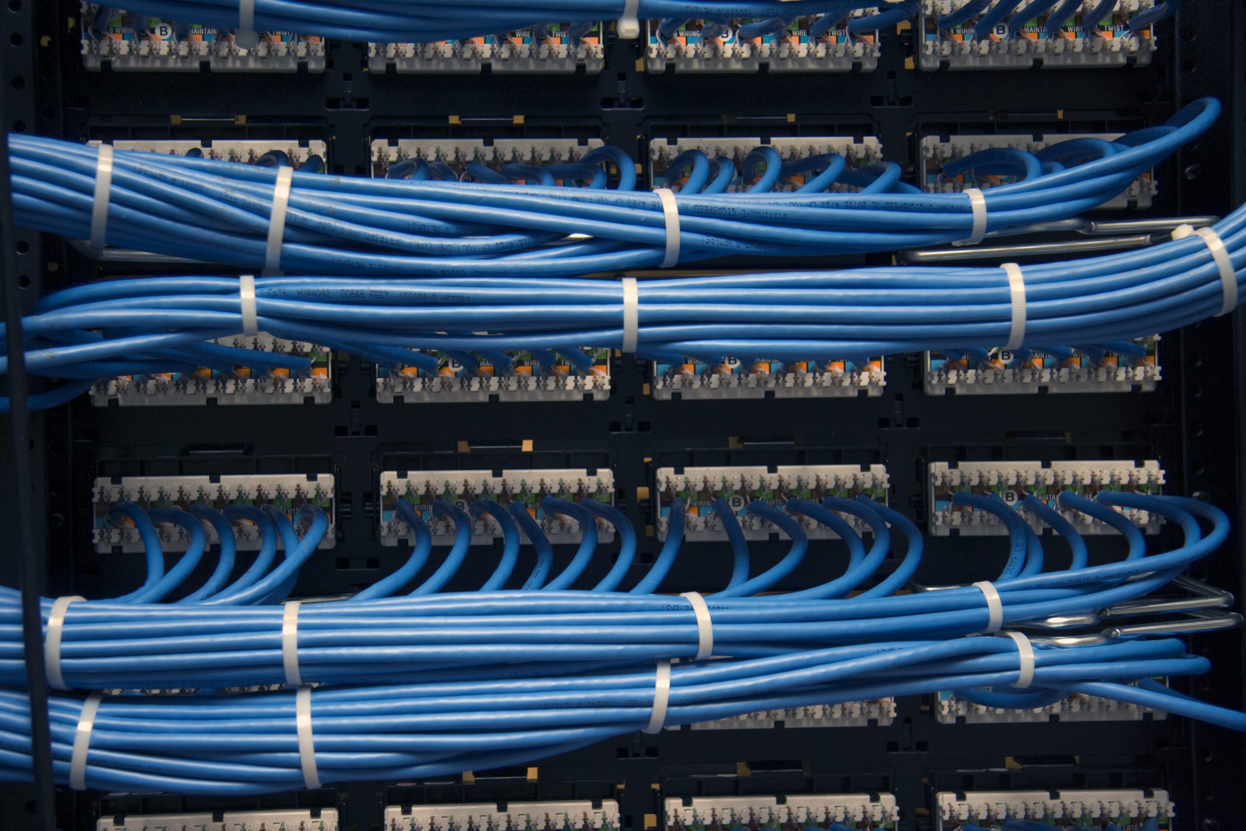 Blue computer wires. Original public domain image from Flickr